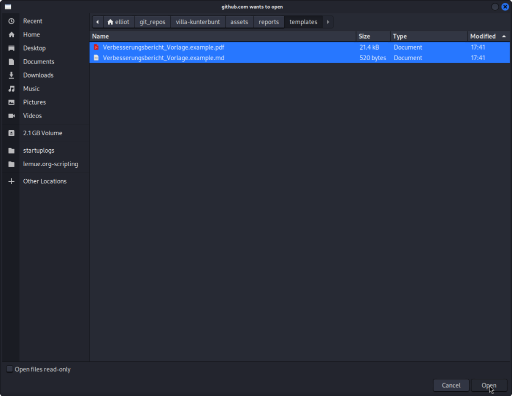 Screenshot Dateiauswahl