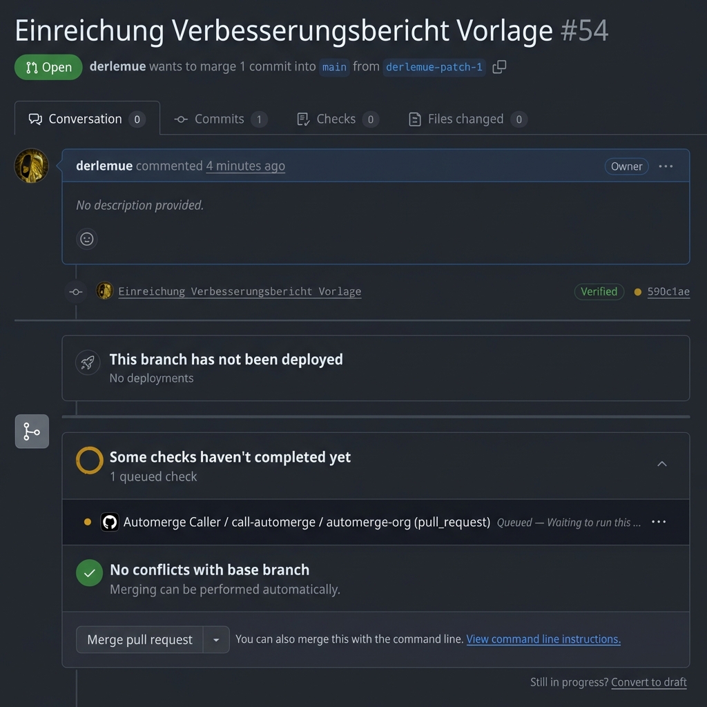 Screenshot Erfolgreicher Pull Request